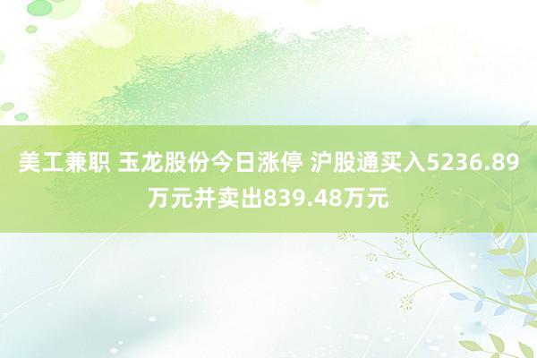 美工兼职 玉龙股份今日涨停 沪股通买入5236.89万元并卖出839.48万元