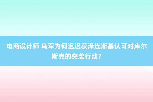 电商设计师 乌军为何迟迟获泽连斯基认可对库尔斯克的突袭行动？